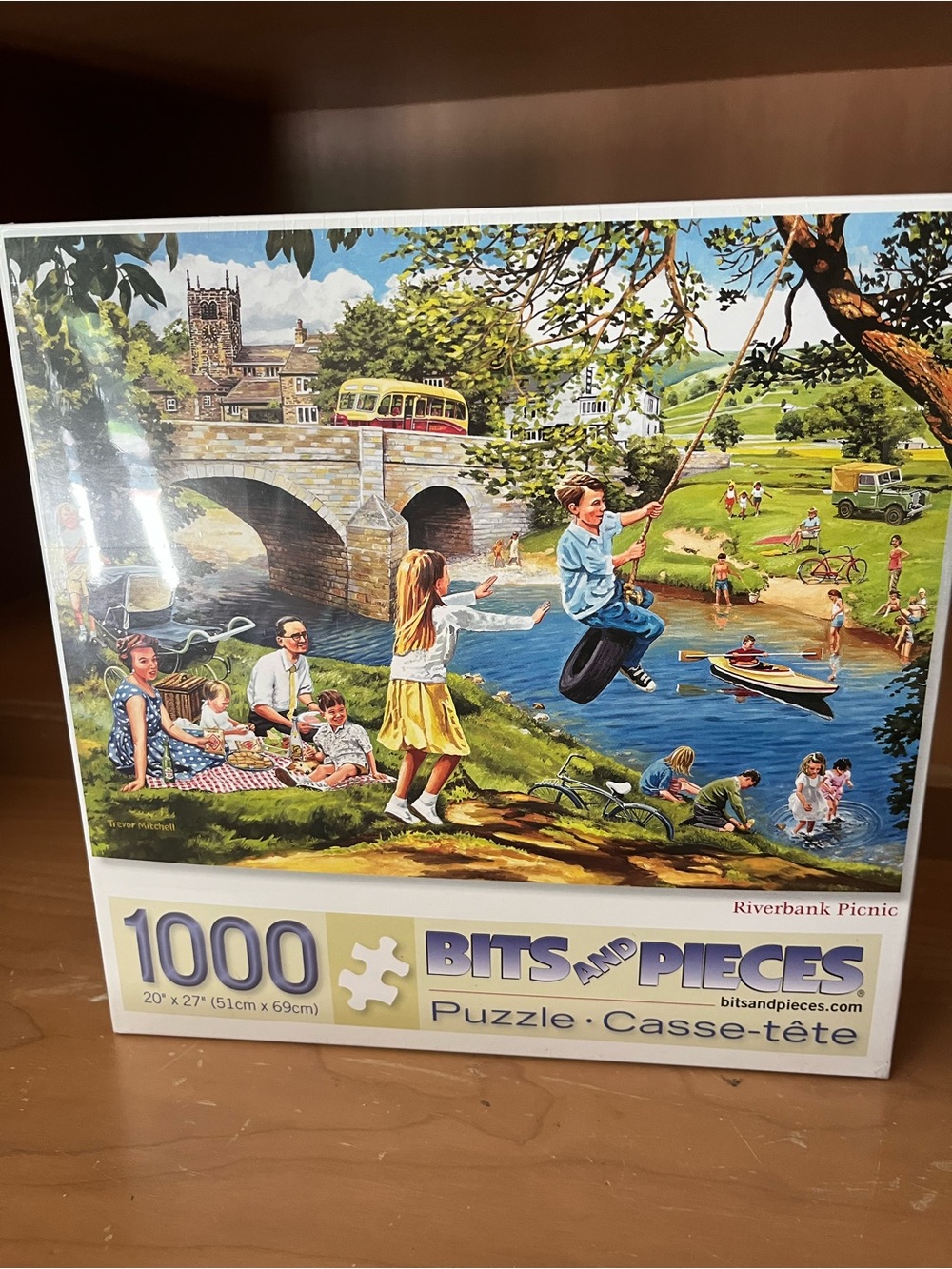 Bits and Pieces 1000pc Riverbank Picnic Puzzle - Colorful Scenic Illustration